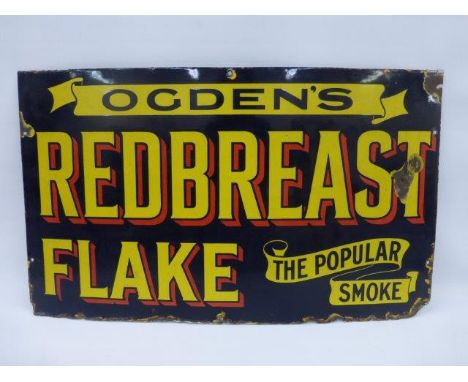 An Ogden's Redbreast Flake "the popular smoke" rectangular enamel sign, 30 x 18".