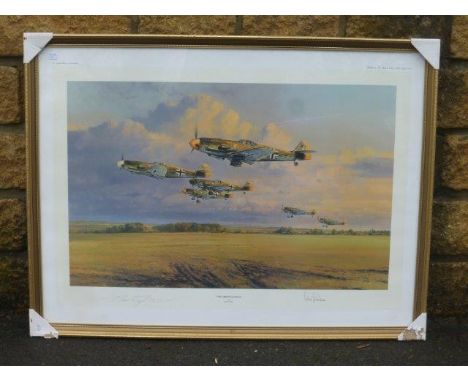 Robert Taylor signed limited edition print 239/1250 "THE ABBERVILLE BOYS". Gallands Fighter Wing J9-26, ME109s taking off to 