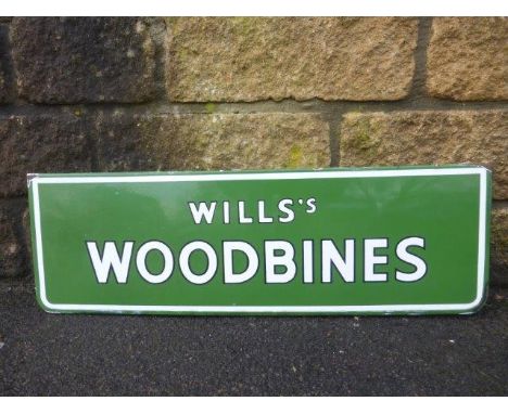A Wills's Woodbine enamel sign, with good gloss, 28 1/4 x 9".