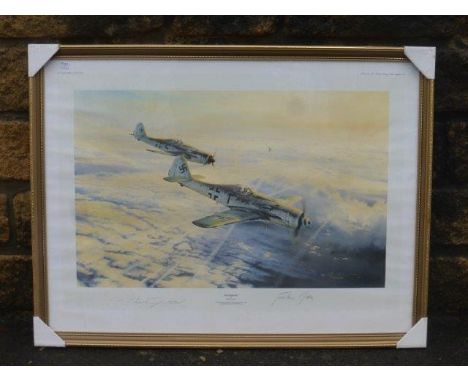 Robert Taylor signed limited edition print 692/1250 "Swansong" FW190-DS of J9 300 paying tribute to General Gunther Rall 3rd 