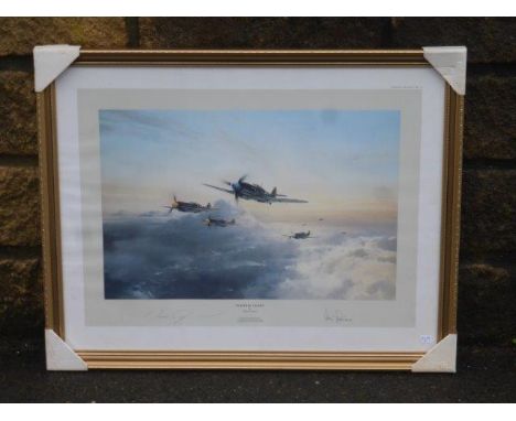 Robert Taylor signed print "Flight of Eagles" signed by General Adolf Galland in pencil. Published by The Military Museum, Ba