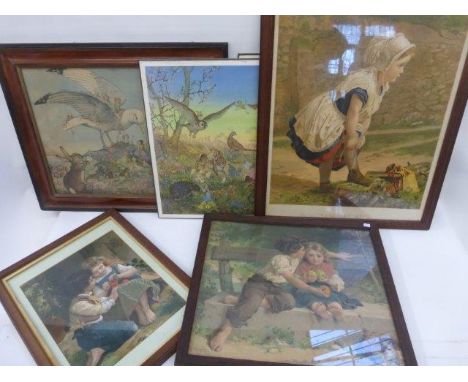A set of three Molly Brett nursery prints, E.MUNIER - Two 19th Century prints depicting children, one dated 1886 and a Victor