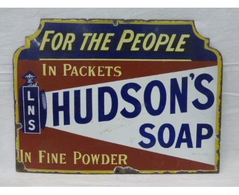 A Hudson's Soap 'Lamp' enamel sign 'For The People', 19 x 14".