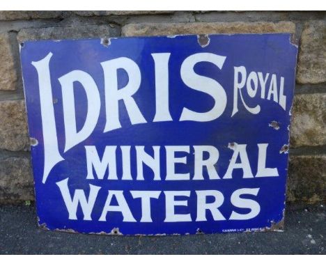 An Idris Royal Mineral Waters rectangular enamel sign by Capar & Co. 24 x 18". 