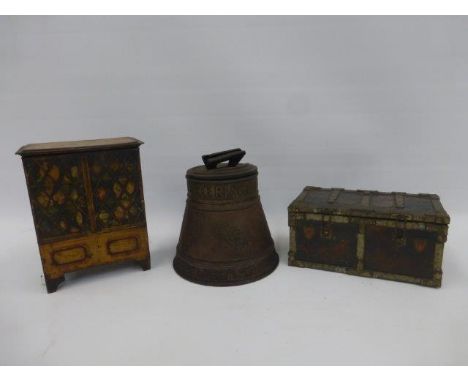 A Huntley & Palmers biscuit tin in the form of a bell, circa 1912, a Huntley & Palmers biscuit tin in the form of a lattice w