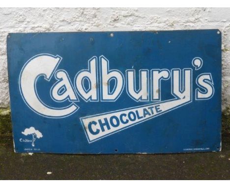 A Cadbury's Chocolate rectangular enamel sign, 24 x 14", with some retouching.