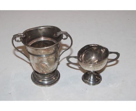 Two silver trophy cups, approx. total weight 122gms 