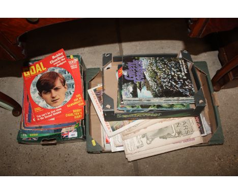 A box of vintage Goal magazines, Green Fingers magazines and other vintage magazines