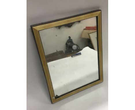 A good rectangular yellow enamel mirror with silver frame. London. By CJ. Approx. 23 cms x 18 cms. Approx. 642 grams. Est. £1