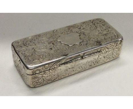 An engraved Victorian silver snuff box with stag figure to base. Birmingham 1839. By Taylor & Perry. Approx. 78 grams. Est. £