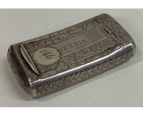 An 18th Century George III silver snuff box with engine turned decoration. Birmingham 1823. Approx. 27 grams. Est. £200 - £30
