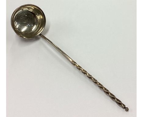 An extremely rare 18th Century silver toddy ladle with unusual silver handle. London circa 1790. By Elizabeth Morley. Approx.