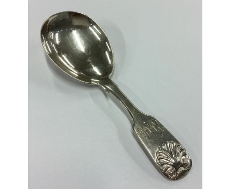 A Victorian silver caddy spoon. London 1869. By Henry Holland. Approx. 16 grams. Est. £50 - £80.