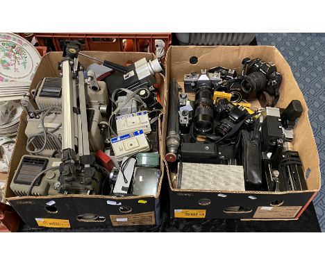 LARGE COLLECTION OF CINE CAMERAS, STANDARD 8MM PROJECTOR, 2 NIKON CAMERAS &amp; PRACTIKA CAMERAS, 7 CINE CAMERAS