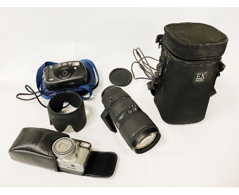 COLLECTION OF CAMERAS TO INCLUDE SIGMA MINI ZOOM MACRO 1054 &amp; AN SIX SIGMA LENS 70-200MM LENS &amp; A MINOLTA INSTAMATIC 