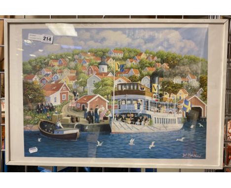 LITHOGRAPH ''UNTITLED'' STEAM BOATS/HARBOUR  SCENE BY BERT HAGE HAVERO