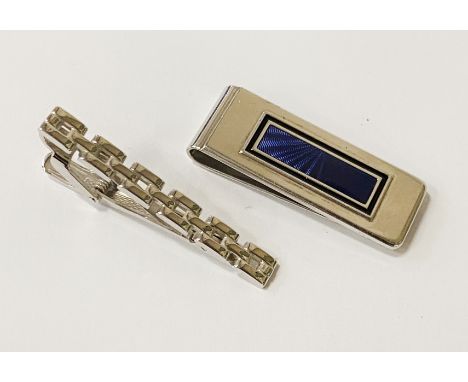 DUNHILL 18CT WHITE GOLD TIE PIN &amp; DUNHILL MONEY CLIP  925 SILVER (11.5 GRAMS 18CT APPROX)