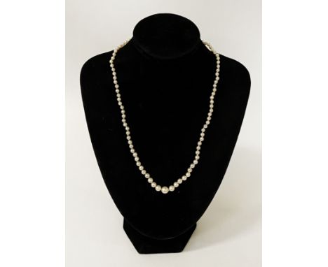 CULTURED PEARL NECKLACE WITH SILVER &amp; MARQUISITE CLASP
