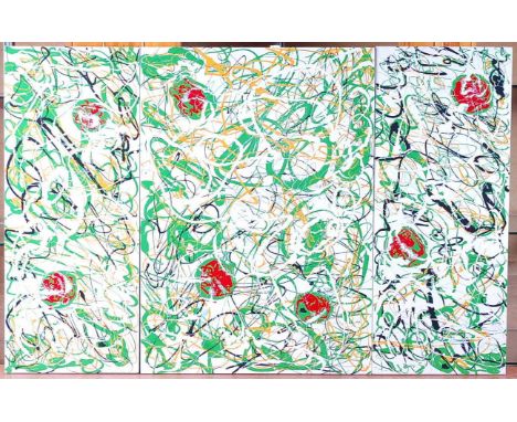 The Hat - Anxiety, oil on panel triptych, the centre panel 82 x 58cm, outer panels each 82 x 33.5cm.Note: 100% of the hammer 