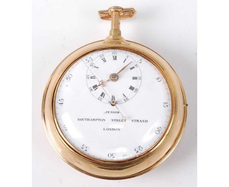 Jessop of London - a George III 18ct gold pair cased doctor’s open faced pocket watch, the white enamel dial signed 'Jessop S