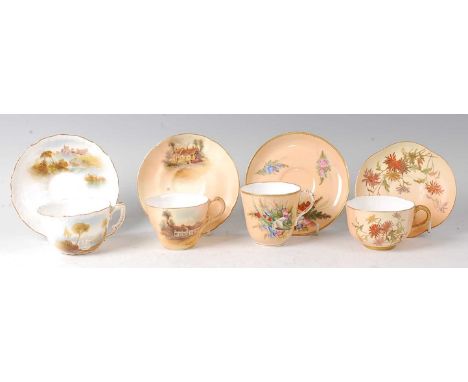 A Royal Worcester porcelain cabinet cup and saucer, decorated by Rushton with an Italianate river landscape on a white ground