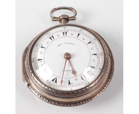 George Charle of London - a George III silver pair cased pocket watch made for the Turkish market, the outer case with bright