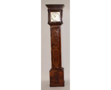 Attributed to Francis Bullock of Thame - a late 17th century walnut cased longcase clock, having re-gilded 9" square brass di