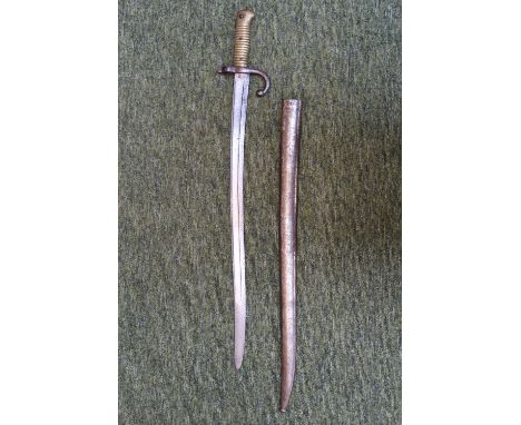 Rare Chassepot German made Bayonet sword with Kings Head mark &amp; Numbered Scabbard. 71cm in Length 