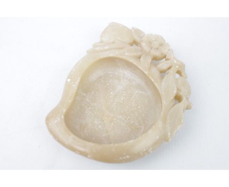 20th century Chinese's soapstone trinket dish with plum blossom carved decoration.