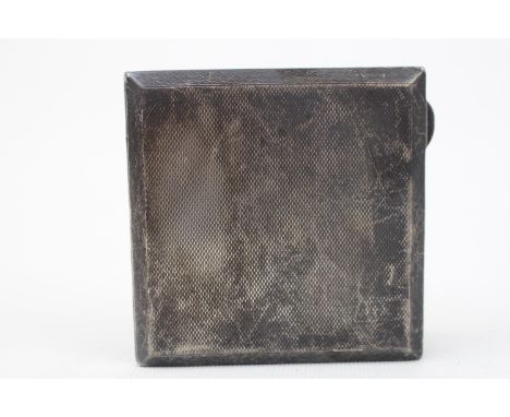 Art Deco Square Silver Engine turned cigarette case. Birmingham 1930 by S Blackensee &amp; Sons Ltd. 115g total weight 