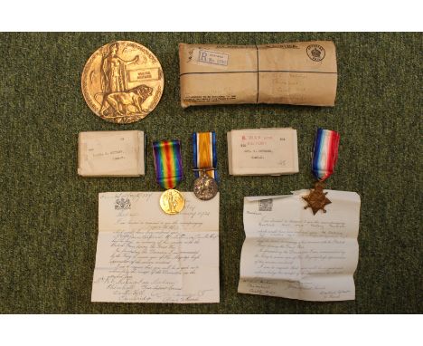 Cambridgeshire Regiment Interest; A 1914/15 Star, British War Medal and Victory Medal with Death plaque to 968 Sgt Walter Mut