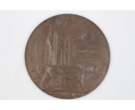 Cambridgeshire Regiment Interest; Death Plaque to 1495 Private Harry Burdock of Whittlesey. 1st Cambridgeshire Regiment 