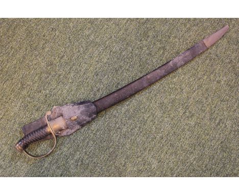 European water police/customs sword in leather scabbard with belt hanger late 19th century