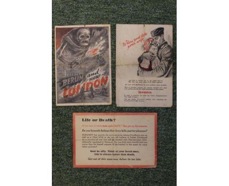 Three Rare WW2 German Propaganda Leaflets&nbsp;