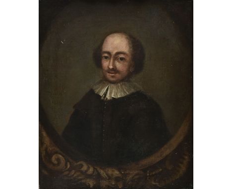* English School. Portrait of William Shakespeare, probably mid 18th century, oil on canvas, half length portrait of a mousta