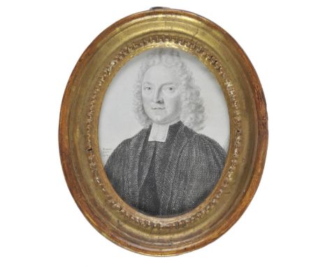 * Faber (John, the elder, c.1660-1721). Portrait miniature of a clergyman, 1712, oval pen &amp; ink head and shoulders portra
