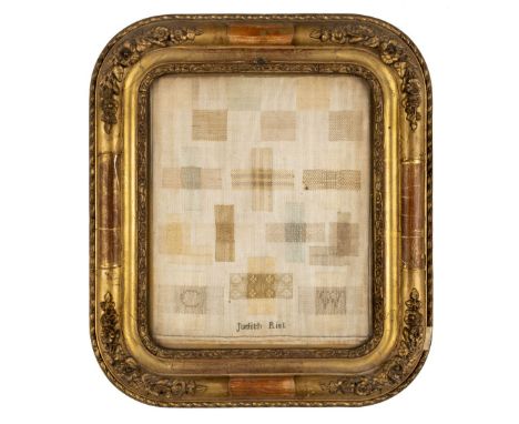 * Samplers. A darning sampler by Judith Rist, late 18th/early 19th century, hand-stitched on linen with eight even armed cros