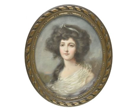 * After Thomas Gainsborough (1727-1788). Head-and-shoulder portrait of Elizabeth Linley, wife of Richard Brinsley Sheridan, c