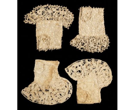 * Children's Clothes. Two pairs of lace infant's mittens, probably English, 17th century, cream bobbin lace mittens with fril