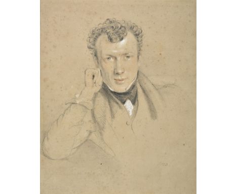 * Attributed to Sir Thomas Lawrence (1769-1830). A Young Man, believed to be W. Linney Ireland, 1823, coloured chalks on laid