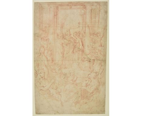 * School of Girolamo Francesco Maria Mazzola, called Parmigianino (1503-1540). A Marriage Ceremony, red chalk on cream laid p