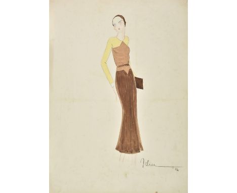 * Guida (John, 1897-1965). Fashion illustration, 1931, watercolour, coloured pastels and pencil on thick wove paper, depictin