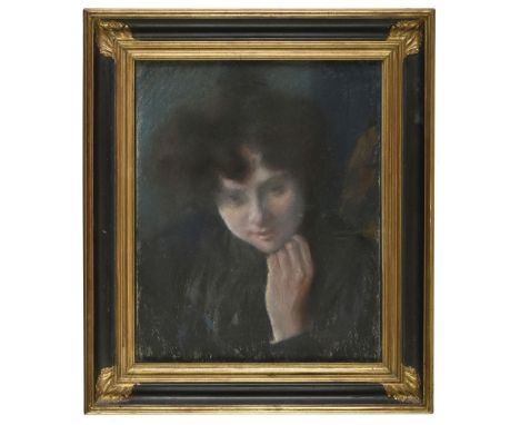 * Besnard (Albert, 1849-1934). Portrait of a Young Woman, colour pastel on paper (possibly laid down on canvas), signed A. Be