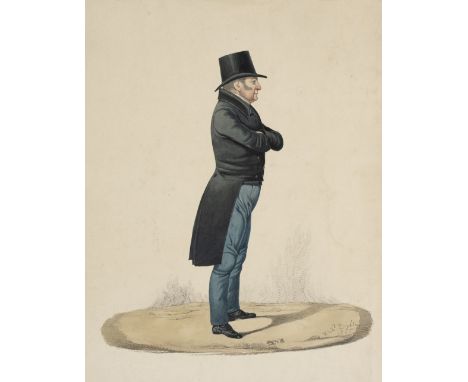 * Dighton (Richard, 1795-1880). Portrait of a gentleman, 1825, watercolour with pencil on card, full-length profile portrait 