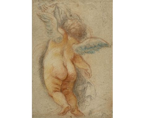 * Circle of Domenico Maria Canuti (1625-1684). Putto seen from behind, coloured chalks on pale grey laid paper, some marks an