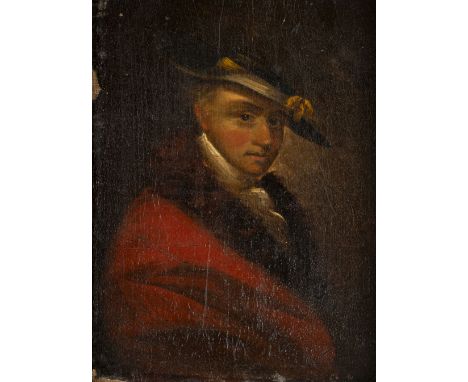 * Dutch School. Portrait of a gentleman, 18th century, oil on canvas, half-length portrait half-profile to right, of a young 