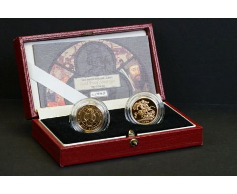 A Royal Mint Queen Elizabeth II 2000 United Kingdom / Jersey gold proof full sovereign two coin set, limited edition number 0