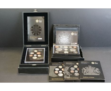 A Royal Mint 2008 United Kingdom coinage Royal Shields of Arms proof coin collection, numbered 4785 together with the Royal M