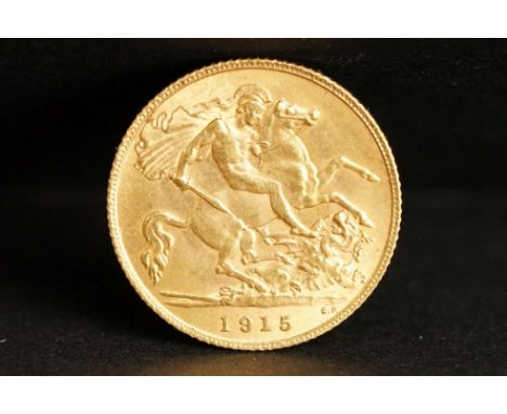 A United Kingdom King George V 1915 gold half sovereign coin. 