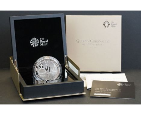 A Royal Mint 2013 Queen Elizabeth II United Kingdom silver proof £10 / Ten Pound 5oz commemorative 60th Anniversary Of The Qu